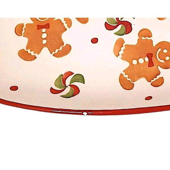 Square Gingerbread Platter Christmas 7.25" Ivory Cookie Plate Vintage Christmas - Picture 9 of 11